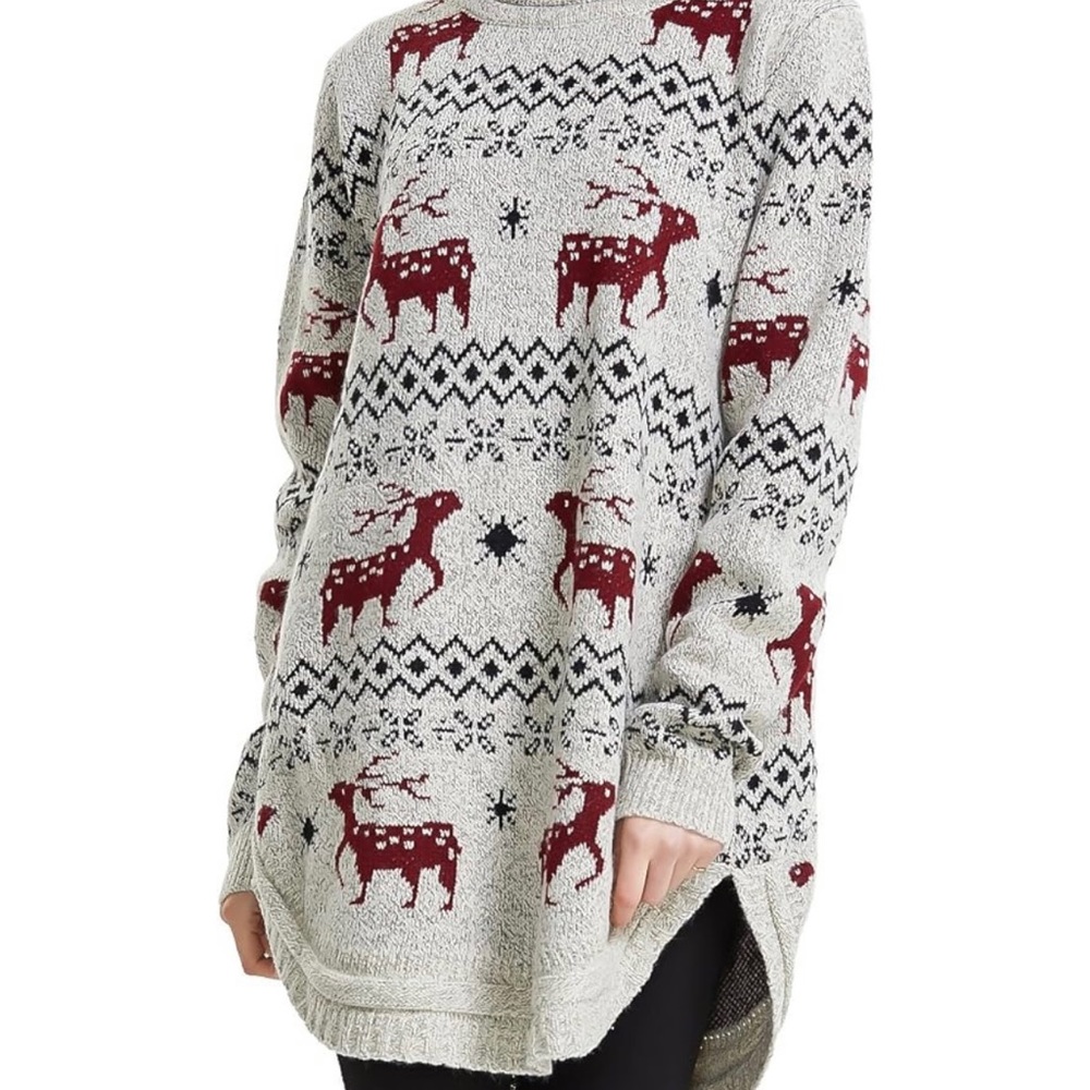 Shineflow Reindeer Snowflake Christmas Pullover Sweater S